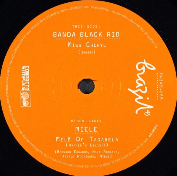 Banda Black Rio - Miss Cheryl b/w Miele - Melo Do Tagarela (Rapper's Delight)